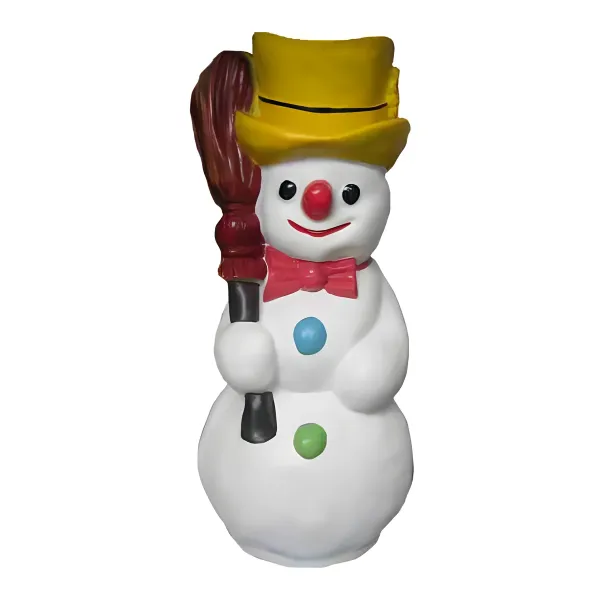 Figura dekoracyjna Bałwan z miotłą H: 78cm z żywicy