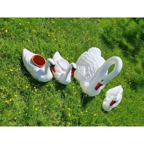 Figura ozdobna ŁABĘDŹ PŁYWAJĄCY Donica biała H: 27cm ogrodowa - zdjęcie 6