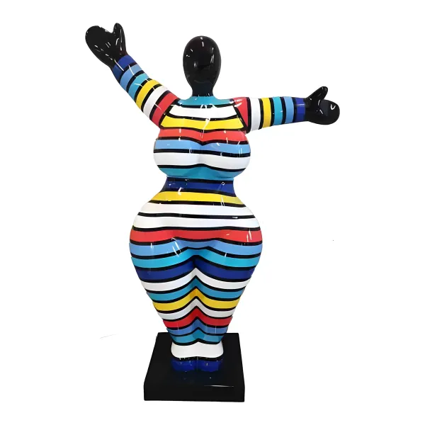 Figura dekoracyjna Kobieta w paski H: 85cm z żywicy