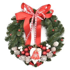 Wianek dekorowany max 35 cm WHITE RED - zdjęcie 1