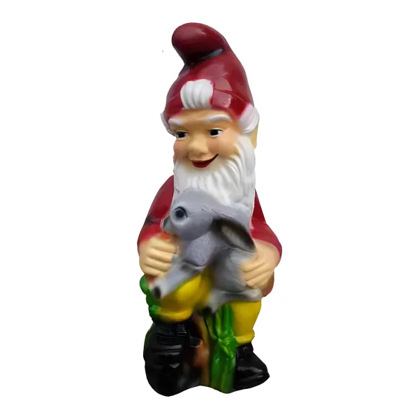 Figura dekoracyjna Krasnal z zającem H: 75cm z żywicy