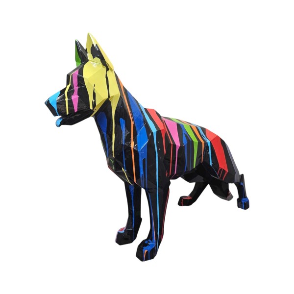 Figura Owczarek Geometryczny Pop-Art Drip Art Neon Night wysoki połysk żywica H: 90cm