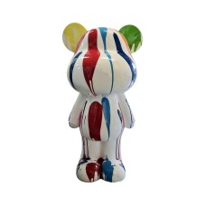 Figura Miś Pop-Art Splash Multicolor Style biało-kolorowa wysoki połysk żywica