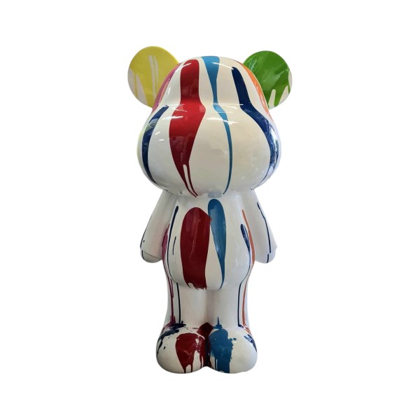 Figura Miś Pop-Art Splash Multicolor Style biało-kolorowa wysoki połysk żywica