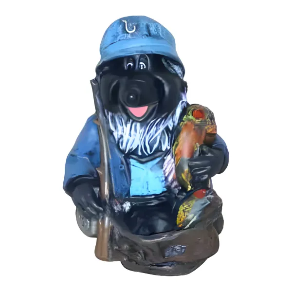 Figura dekoracyjna Kret wędkarz H: 45cm z żywicy