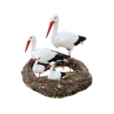 Figura ozdobna ogrodowa BOCIANIE GNIAZDO 4 BOCIANY 2x bocian duży, 2x mały do ogrodu