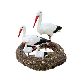 Figura ozdobna ogrodowa BOCIANIE GNIAZDO 4 BOCIANY 2x bocian duży, 2x mały do ogrodu - zdjęcie 1