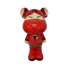 Figura Miś Pop-Art Ninja Red Style czerwono-czarna wysoki połysk żywica