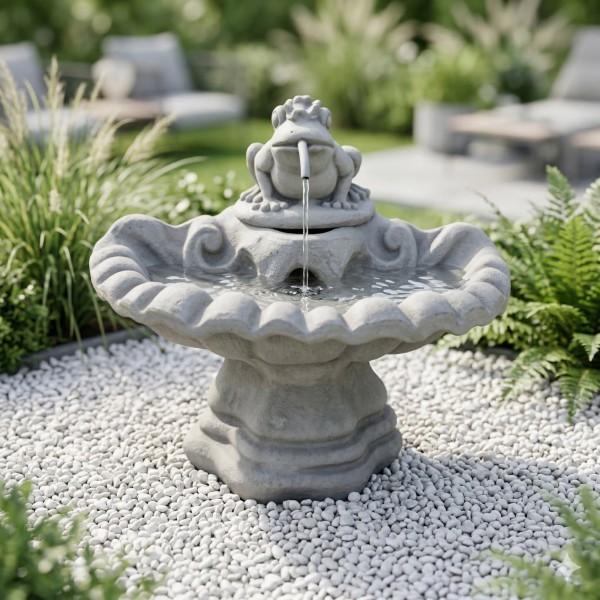 Mała fontanna ogrodowa F43 H: 35 cm biały cement