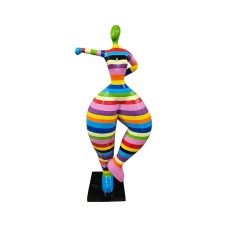 Figura Balerina NANA Pop-Art Rainbow Stripe multikolor wysoki połysk żywica H: 120cm
