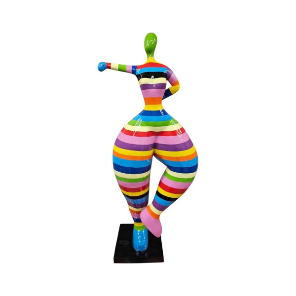 Figura Balerina NANA Pop-Art Rainbow Stripe multikolor wysoki połysk żywica H: 120cm