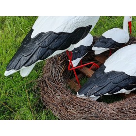 Figura ozdobna ogrodowa BOCIANIE GNIAZDO 4 BOCIANY 2x bocian duży, 2x mały do ogrodu - zdjęcie 8