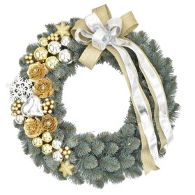 Wianek dekorowany srebrzysty 45 cm GOLDEN FROST - zdjęcie 1