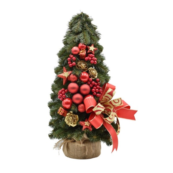 Choinka stożkowa dekorowana 50 cm RED