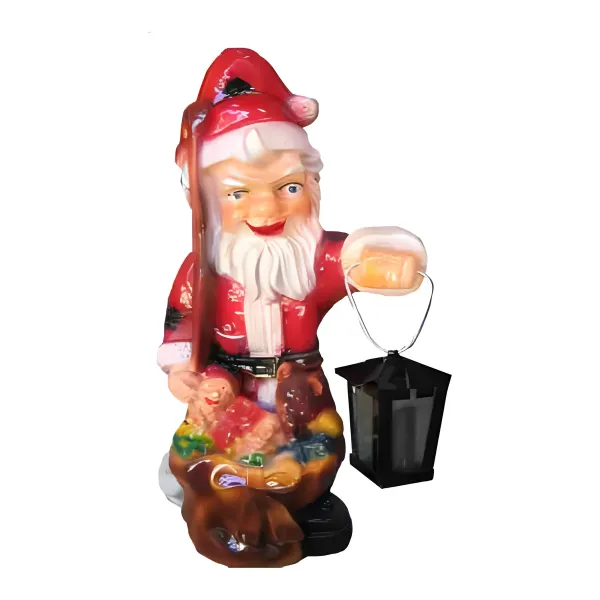 Figura dekoracyjna Św. Mikołaj z latarnią H: 32cm z żywicy