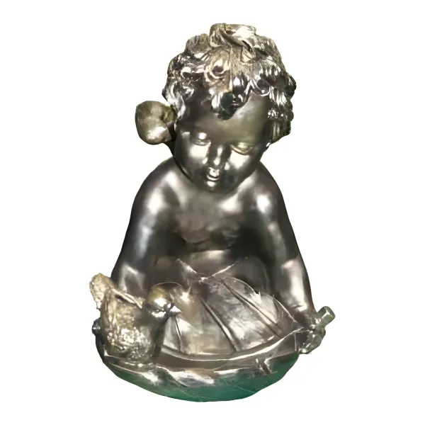 Figura dekoracyjna Putto z kaczką H: 37cm z żywicy