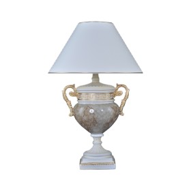 Lampa a'la marmur w kształcie jasnej amfory ze złotymi wstawkami, H: 0,8m - zdjęcie 2