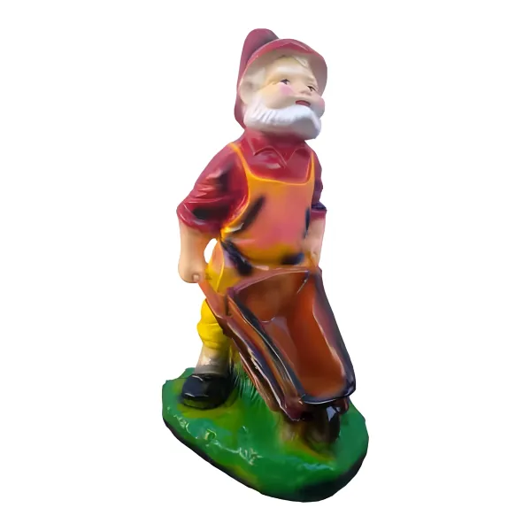 Figura dekoracyjna Krasnal z taczką H: 45cm z żywicy