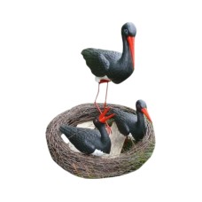 Figura ozdobna ogrodowa BOCIANIE GNIAZDO 3 BOCIANY Bocian średni, mały, klekot do ogrodu