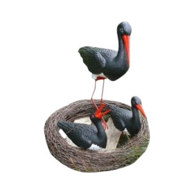 Figura ozdobna ogrodowa BOCIANIE GNIAZDO 3 BOCIANY Bocian średni, mały, klekot do ogrodu - zdjęcie 1