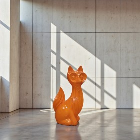 Figura Lis Pop-Art Monochrome Orange Glow pomarańczowa wysoki połysk żywica H: 60cm - zdjęcie 3