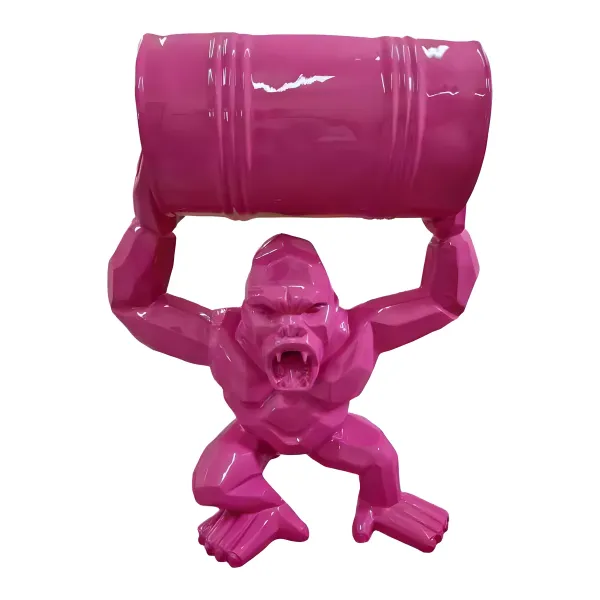 Figura dekoracyjna Goryl z beczką H: 99cm z żywicy