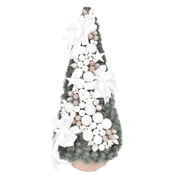 Stożek dekorowany srebrzysty 110 cm BIANCO