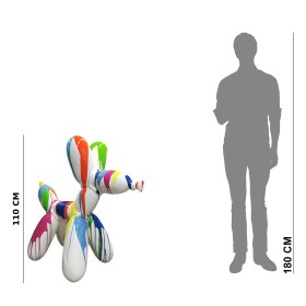 Figura Balloon Dog XL Pop-Art drip painting biały wysoki połysk żywica H: 110cm - zdjęcie 6