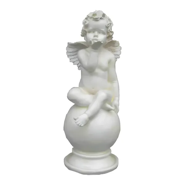 Figura dekoracyjna Anioł na kuli H: 71cm z żywicy