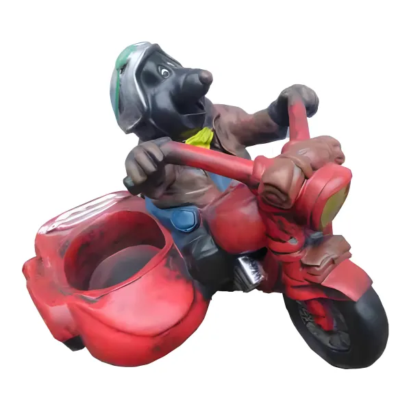 Figura dekoracyjna Kret na motocyklu z wózkiem wym. 55×76cm z żywicy