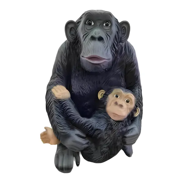 Figura dekoracyjna Szympans z młodym H: 34cm z żywicy