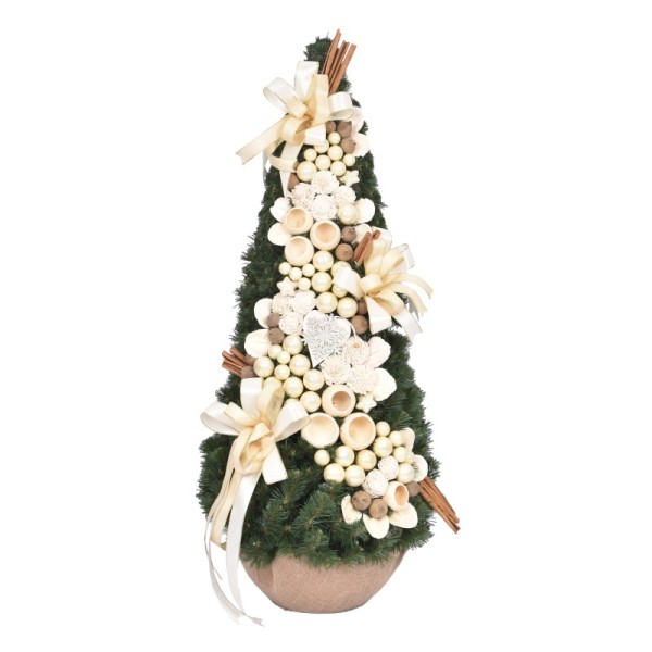 Stożek dekorowany 110 cm ECRU