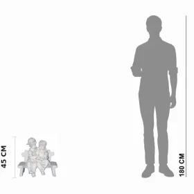 Figura ogrodowa Ławeczka mała chłopiec i dziewczynka H: 45cm betonowa - zdjęcie 2