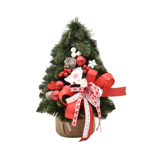 Choinka stożkowa dekorowana 30 cm WHITE RED