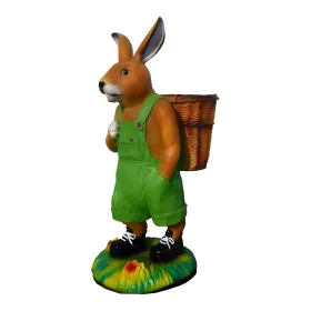 Figura dekoracyjna Zając z koszykiem H: 110cm z żywicy - zdjęcie 2