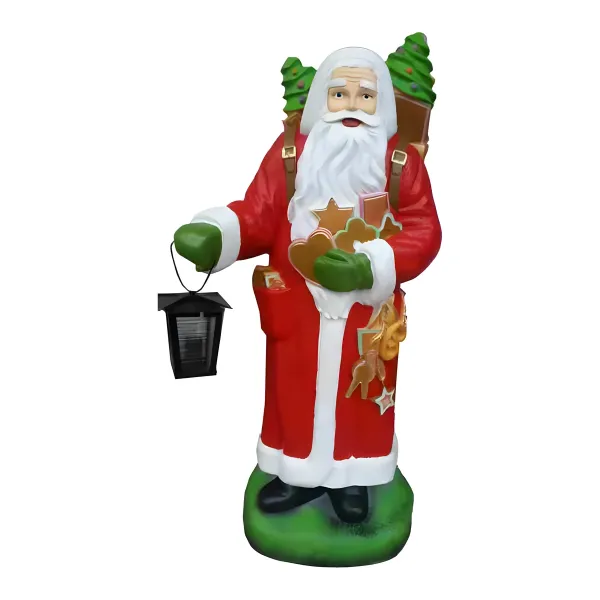 Figura dekoracyjna Św. Mikołaj z latarnią H: 92cm z żywicy