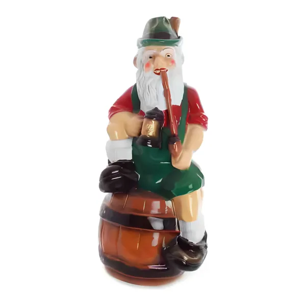Figura dekoracyjna Krasnal z fajką i beczką H: 78cm z żywicy