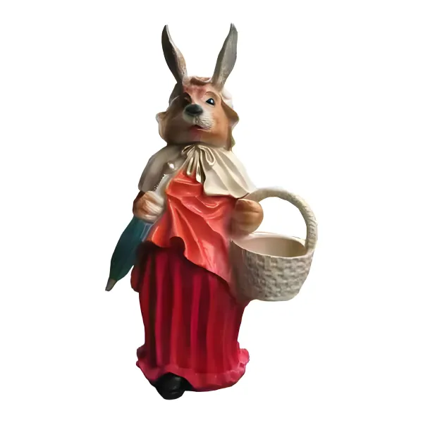 Figura dekoracyjna Zając z koszykiem H: 71cm z żywicy