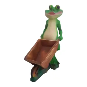 Figura dekoracyjna Żaba z taczką H: 44cm z żywicy - zdjęcie 2