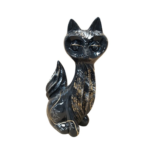 Figura Lis Pop-Art Gold Splash czarno-złota wysoki połysk żywica H: 60cm