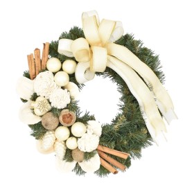 Wianek dekorowany 25 cm ECRU - zdjęcie 1