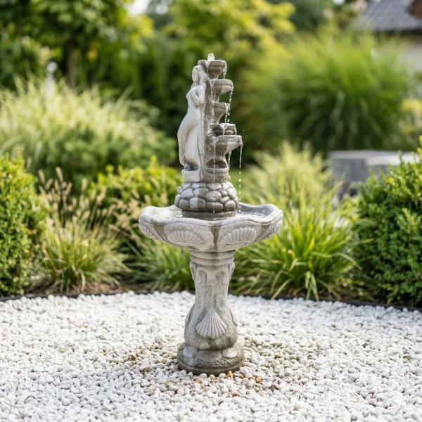 Duża fontanna ogrodowa F30 H: 130 cm biały cement