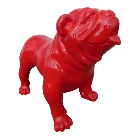 Figura dekoracyjna Pies buldog angielski czerwony wym. 40×59cm z żywicy - zdjęcie 2