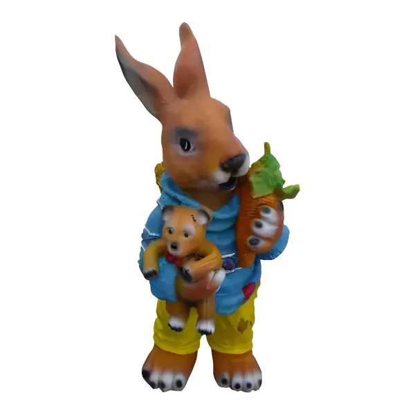 Figura dekoracyjna Zając z marchewką H: 51cm z żywicy