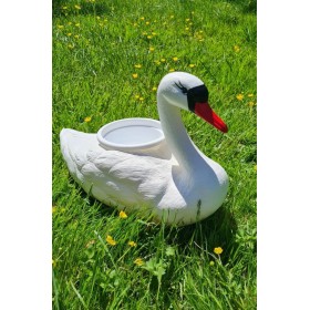 Figura ozdobna ŁABĘDŹ PŁYWAJĄCY Donica biała H: 27cm ogrodowa - zdjęcie 2
