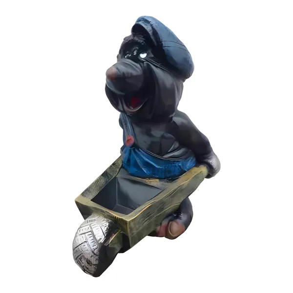 Figura dekoracyjna Kret z taczką H: 60cm z żywicy