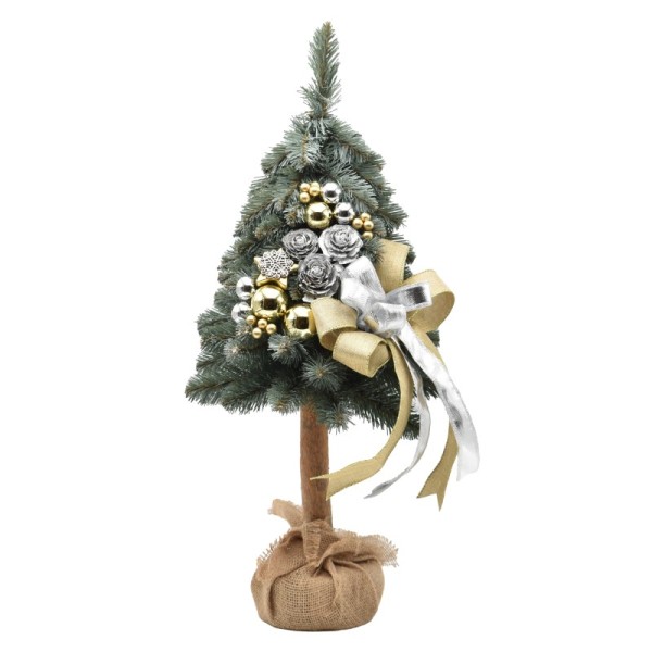 Choinka na kołeczku dekorowana srebrzysta 65 cm GOLDEN FROST