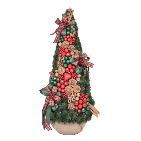 Stożek dekorowany 110 cm GREEN RED