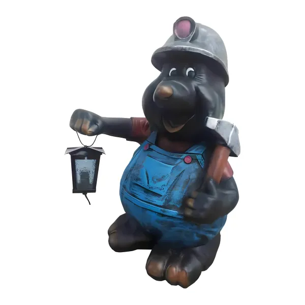 Figura dekoracyjna Kret górnik z latarnią H: 70cm z żywicy