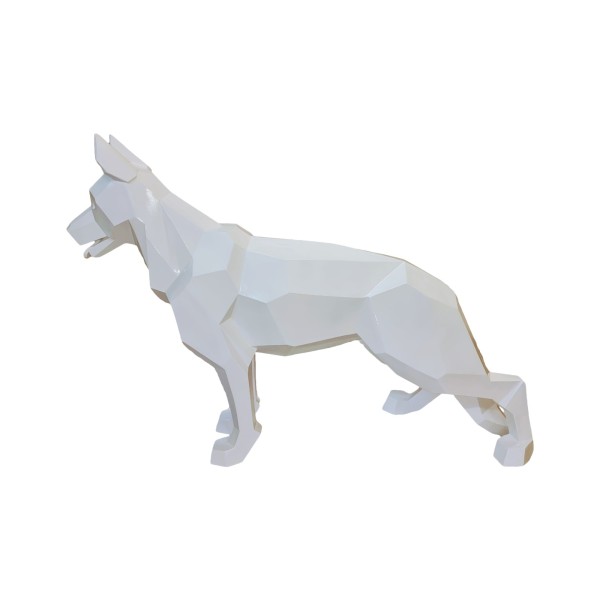 Figura Owczarek Geometryczny Pop-Art Arctic White wysoki połysk żywica H: 90cm